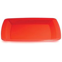 Club Pack of 48 Translucent Red Plastic Square Party Banquet Dinner Plates 10.25"