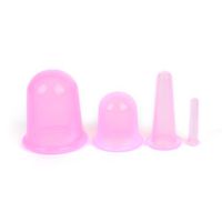 Silicone Cupping Cups Facial Face Eye Cups Massage Health Body Anti Cellulite Chinese Cupping Vacuum Cups - Set of 4 (Pink)