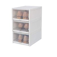 3PCS Push Drawer Type Shoe Box Shoe Organizer Drawer Transparent Plastic Shoe