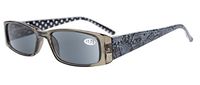Eyekepper Spring Hinges Polka Dots Patterned Temples Rectangular Reading Sunglasses Sunshine Readers +1.5