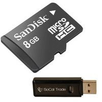 8GB Intel MicroSD HC Micro SDHC Memory Card for LG UX 8575 Versa VX9600 VX8360 AX8360 UX8360 Prada II KF900 Invision CB630 Cookie KP500 Octane Vortex Encore VU Plus GU292 with custom formatting and SoCal Trade MicroSD HC & SD HC Card Reader