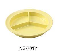 Yanco NS-701Y Nessico 3-Compartment Deep Plate, 8.75" Diameter, Melamine, Yellow Color, Pack of 24