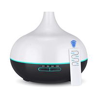 CWH&WEN Essential Oils Diffuser, Wood Grain Ultrasonic Diffuser Auto Shut-Off Cool Mist Humidifier with 4 Modes Adjust Time, 7 Colors LED Lights for Baby Room, Home,Yoga, SPA, Office,Black