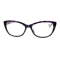 Clear Lens Glasses With Bifocal Reading Lens Womens Rectangular Cateye Purple +2.75