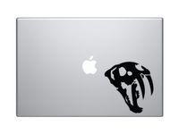 Sabre Tooth Tiger Skull Sharp Teeth - 5" Black Vinyl Decal Decorative Sticker - Sized for 13" Macbooks