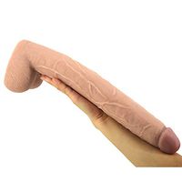 15.5 Inch Realistic Long Ḏìld`ɔ with Soft Suction Cup Waterproof Safety Silicone Toys for Women Female Couples SUGE011