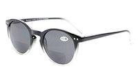Eyekepper Key Hole Style Spring-Hinged Round Bifocal Sunglasses Sunshine Readers Black-Clear +2.0