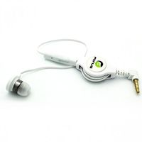 White Retractable In-Ear Mono Headset Wired Single Earbud Earphone with Microphone for AT&T Blackberry Classic, AT&T Blackberry Q10, AT&T Blackberry Z10, AT&T HTC Desire 610, AT&T HTC Desire EYE
