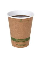 World Centric 100% Biodegradable, 100% Compostable Paper PLA-Lined 12 Ounce Kraft Coffee Hot Cup, 100 Pack