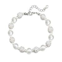 Elevin(TM) Creative Retro Simple Fashion Full Diamond Silver White Pearl Bracelet