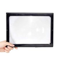 Magnifying Glass Desktop with LED Lights for The Elderly Reading Magnifying Glass 3X Chest Hanging Rectangular Large Lens Foldable, Black