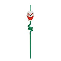 TRIXES Green Skull Spiral Drinking Straw - Flashing and Screaming - for Halloween Parties and Themed Events