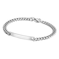 Zysta Free Engraving - Personalized Custom Mens Stainless Steel Silver Medical ID Tag, His and Hers Hexagonal Curb Chain Lover Bracelet Link 7.5" Gift