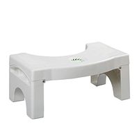 DULPLAY Foldable Bathroom Toilet Stool, Squatting Stool Anti Constipation Anti-Slip Stackable Fits All Toilets-White 40x25x17.5cm(16x10x7inch)