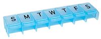 Apex 7- Day Push to Open Pill Organizer, 1x Per Day or AM/PM (1 Time Per Day, Blue)
