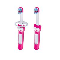 MAM Baby Toothbrush, Baby's Brush, Girl, 6+ Months, 2-Count, Pink