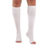 Mojo Compression Socks 20-30mmHg Knee-Hi Stockings | Open Toe | White Large
