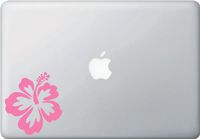 Hawaiian Hibiscus Flower - Macbook or Laptop Vinyl Decal (3.75"w x 4"h) (Pink)