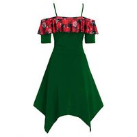 Jocund Women Casual Dress Plus Size Leopard Printing V-Neck Long Sleeve Ruffles Bandage Sexy Skirt
