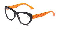 SOOLALA Womens Cat Eye Reading Glasses Hit Colors Eye Glass Frame, Orange, 4.0