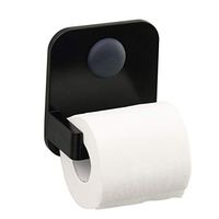PIMIC Stylish Bathroom Toilet Paper Roll Holder with Suction Pad, Drill-Free, Removable, Reusable, Easy to Install, Easy-Cleaning, Perfect for Bathroom and Kitchen (Black)