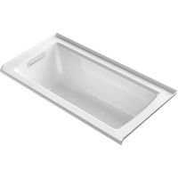 KOHLER K-1946-L-0 Alcove Bath with Tile Flange and Left-Hand Drain, 60" x 30", White