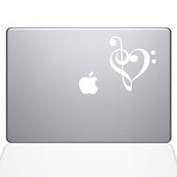 The Decal Guru 1947-MAC-13A-W Music Heart Decal Vinyl Sticker, 13" MacBook Air, White