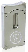Personalized Caseti Satin Chrome Wedge V Cigar Cutter with Free Laser Engraving (Single Initial)