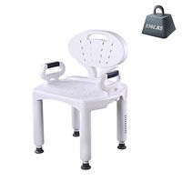 JCWANGDEFU Widening Plus Large Bath Shower Stool Chiar Bathtub Bathroom Seat Bench, with Backrest and Armrests, Height Adjustable, Non-Slip