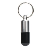 Ghazzi Colorful Mini Waterproof Portable Aluminum Medicine Pill Box Case Bottle Storage Drug Holder Container Keychain Key Ring for Outdoor Camping Traveling (Black)
