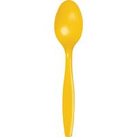 Club Pack of 600 School Bus Yellow Premium Heavy-Duty Plastic Party Spoons