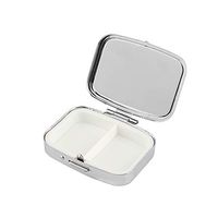 Waterproof Metal Heart-Shaped Pill Box Case Bottle Cache Drug Holder Keychain Container for Outdoor Travel Camping Silver (Rectangle)