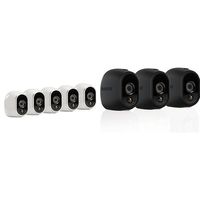 Arlo Security System - 5 Wire-Free HD Cameras, Indoor/Outdoor, Night Vision (VMS3530) with Arlo Black Skins, 3-Pack (VMA1200B)