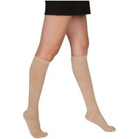 EvoNation Women's USA Made Graduated Compression Socks 8-15 mmHg Mild Pressure Medical Quality Ladies Knee High Support Stockings Hose - Best Comfort Fit, Circulation, Travel (Small, Tan Beige Nude)