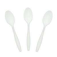 AmerCare White Heavy Weight Polystyrene Teaspoons with Retail Packaging, Case of 1000