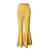 CCatyam Pants for Women, Trousers Wide Leg High Waist Solid Slim Sweatpants Sexy Casual Fashion Yellow