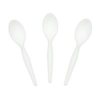 AmerCare Medium-Heavy Weight Polystyrene Teaspoons, White Case of 1000