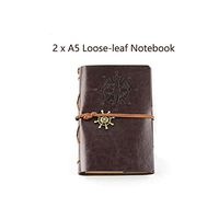 JUSTMOO Retro Helm Faux Leather Journal Travel Blank Diary A5 Loose-Leaf Notebook (Size : 2 Double)