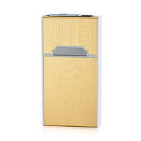 MEIYOUPINPAI A5 Slender Cigarette case with Lighter, USB Charging Cigarette Lighter, 20 Sticks (Gold)