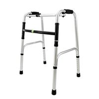 Walker for Seniors， Disabled Sports Training Walking Frame Four-Legged Cane Foldable Adjustment (Color : Silver)