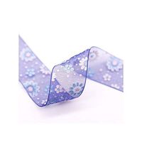1Pc 5Yard 25Mm Organza Ribbon Lovely Flower Printed Ribbon Wedding Christmas Gift Wrapping DIY Sewing & Hair Bow Accessories,D