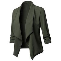 Meikosks Women's Casual Blazer Solid Color Cardigan Open Front Long Sleeve Jacket Plus Size Coat Army Green