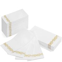 American Homestead Linen Feel Guest Towels Disposable Cloth Like Paper Hand Napkins Soft, Absorbent, Paper Hand Towels for Kitchen, Bathroom, Parties, Weddings, Dinners or Events (Gold Vintage, 100)
