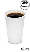 16oz White Paper Coffee Cups - (200 Count) by EcoQuality - Disposable Coffee Cups - Hot Drink, Tea, Coffee, Cappuccino, Hot Chocolate, Chai, Chai Latte