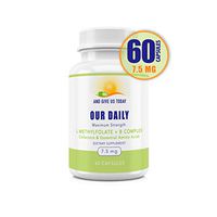 Our Daily Vites L-Methylfolate 7.5 mg + B Complex Cofactors & Essential Amino Acids - Active Folate, Methylated B12 methylcobalamin , B6 and Glycine for Brain, Heart & Fetal Health, 60 Count
