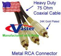 SuperEcable - 25 Ft Die Casting 3 RCA Compone/Composites Audio Video Cable