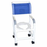 MJM International 115-3TW-DDA-SQ-PAIL Pediatric Shower Chair with Drop Arms and Commode Pail, 250 oz Capacity, 38.5" Height x 19" Width x 23" Depth, Royal Blue/Forest Green/Mauve
