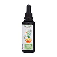 Go Healthy Natural DHA/EPA Omega 3 Liquid Algae Oil, Vegan, Orange Flavor Fish-Free in 50 ml Miron Glass