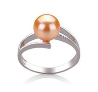 Jenna Pink 7-8mm AAA Quality Freshwater 925 Sterling Silver Cultured Pearl Ring For Women - Size-6