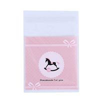 Sevenfly 100Pcs Horse Bowknot Self Adhesive Bags DIY Cookie Candy Package Cellophane Gift Bags